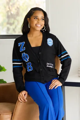 Zeta Phi Beta Chenille Cardigan with Embroidered Letters