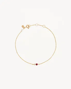 14k Solid Gold Magic Within Birthstone Diamond Bracelet - July - Ruby