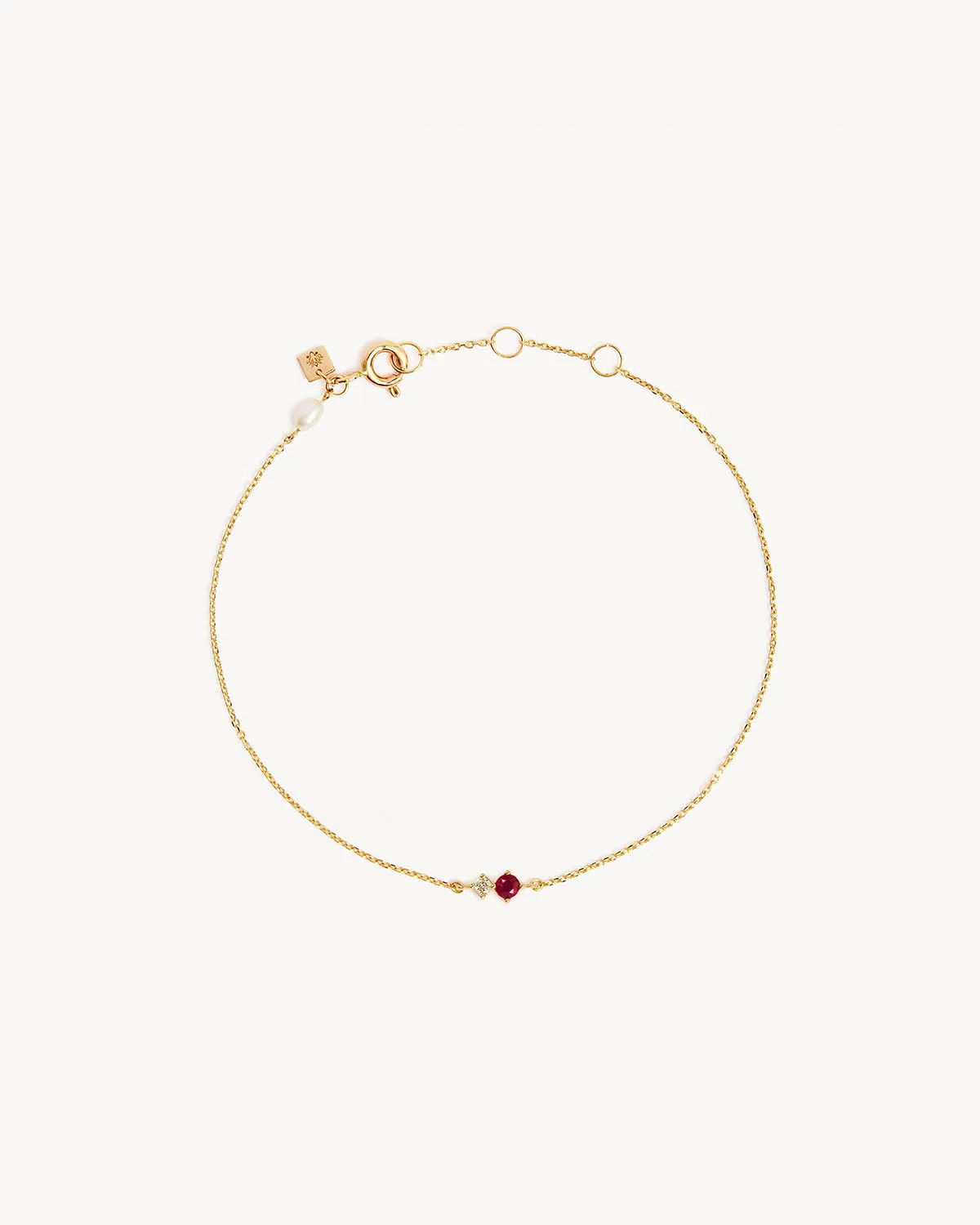 14k Solid Gold Magic Within Birthstone Diamond Bracelet - July - Ruby