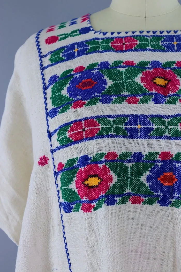 1970s Vintage Embroidered Caftan Dress