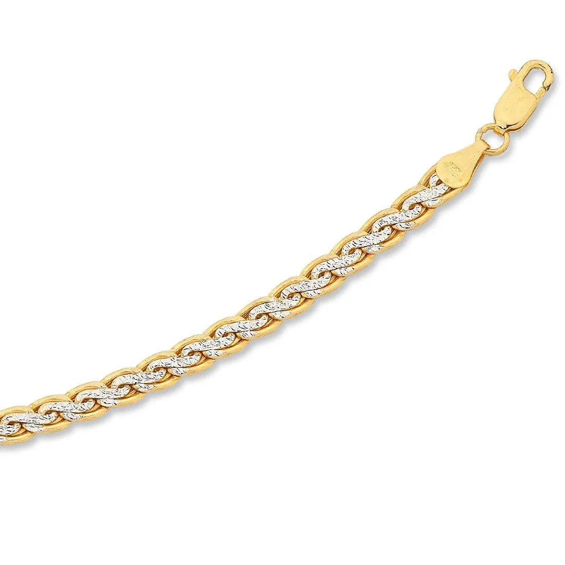 9ct Two Tone Gold Silver Infused Swirl Link Chain Necklace