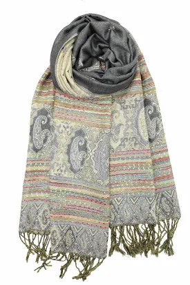 Achillea Gray Bohemian Pashmina Shawl