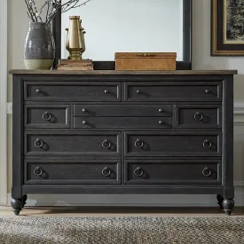 Americana Farmhouse 615-BR31-B 9 Drawer Dresser - Black