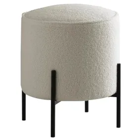 Basye Round Upholstered Ottoman Beige and Matte Black