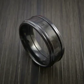 Black Titanium Men's Ring with Carbon Fiber Inlay Custom Made Wedding Band