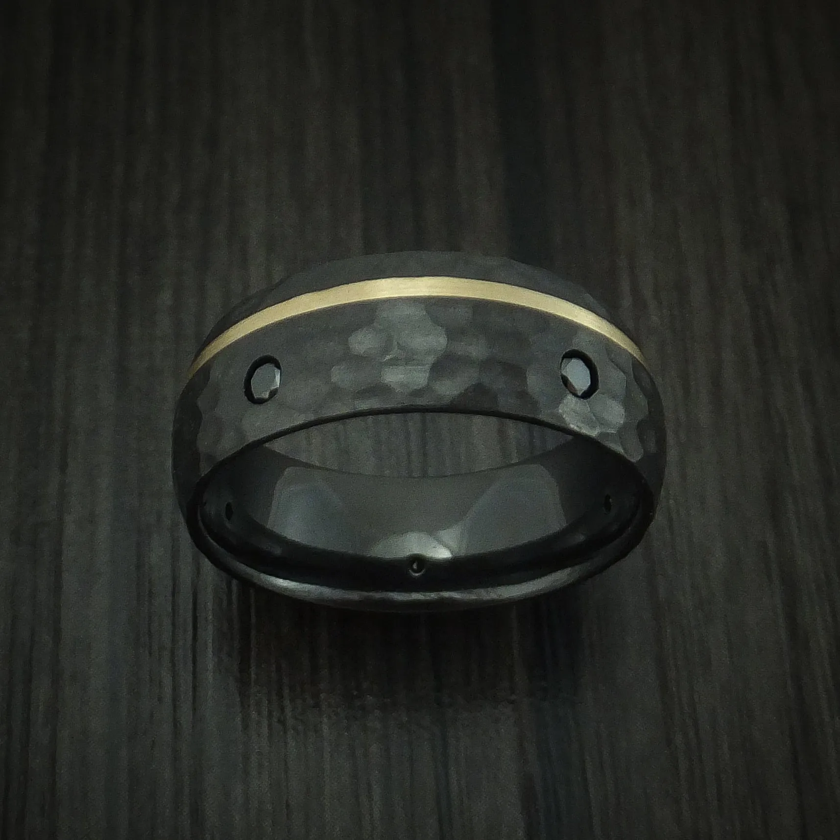 Black Zirconium and Gold Men's Ring with Black Diamonds Custom Made