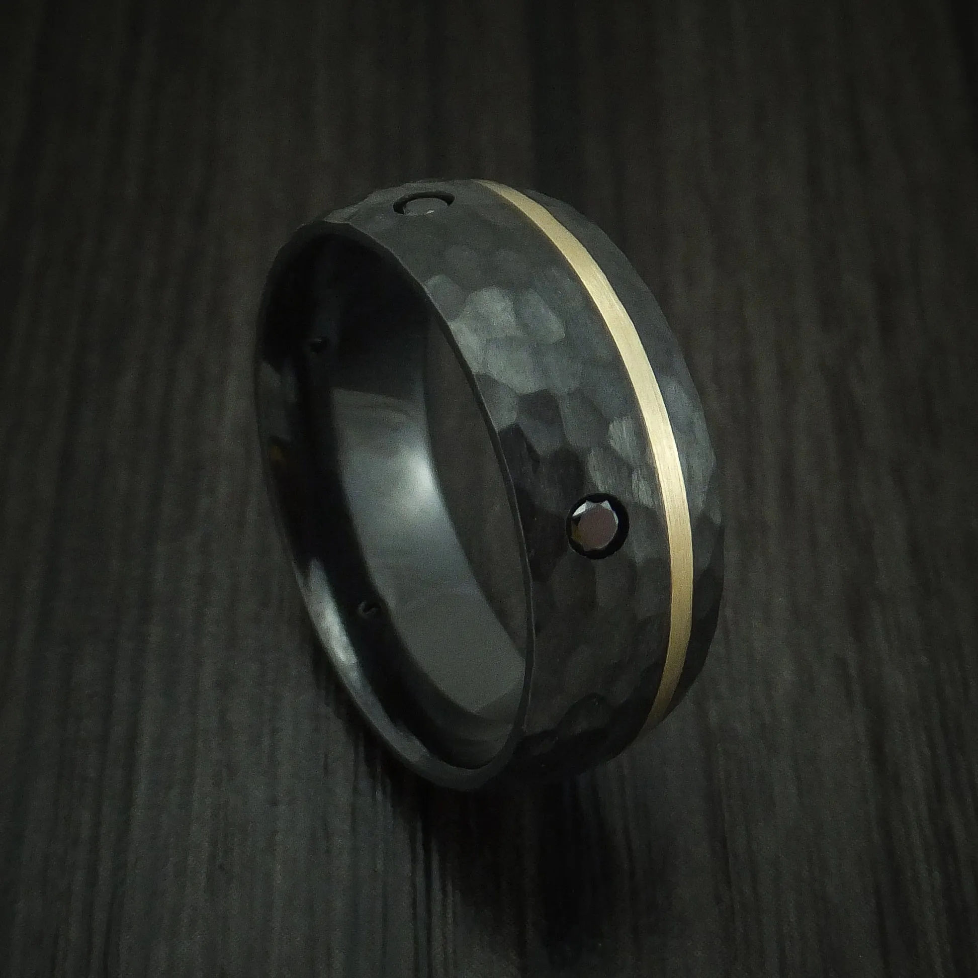 Black Zirconium and Gold Men's Ring with Black Diamonds Custom Made