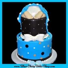 Blue and Brown Baby Rump Baby Shower Cake