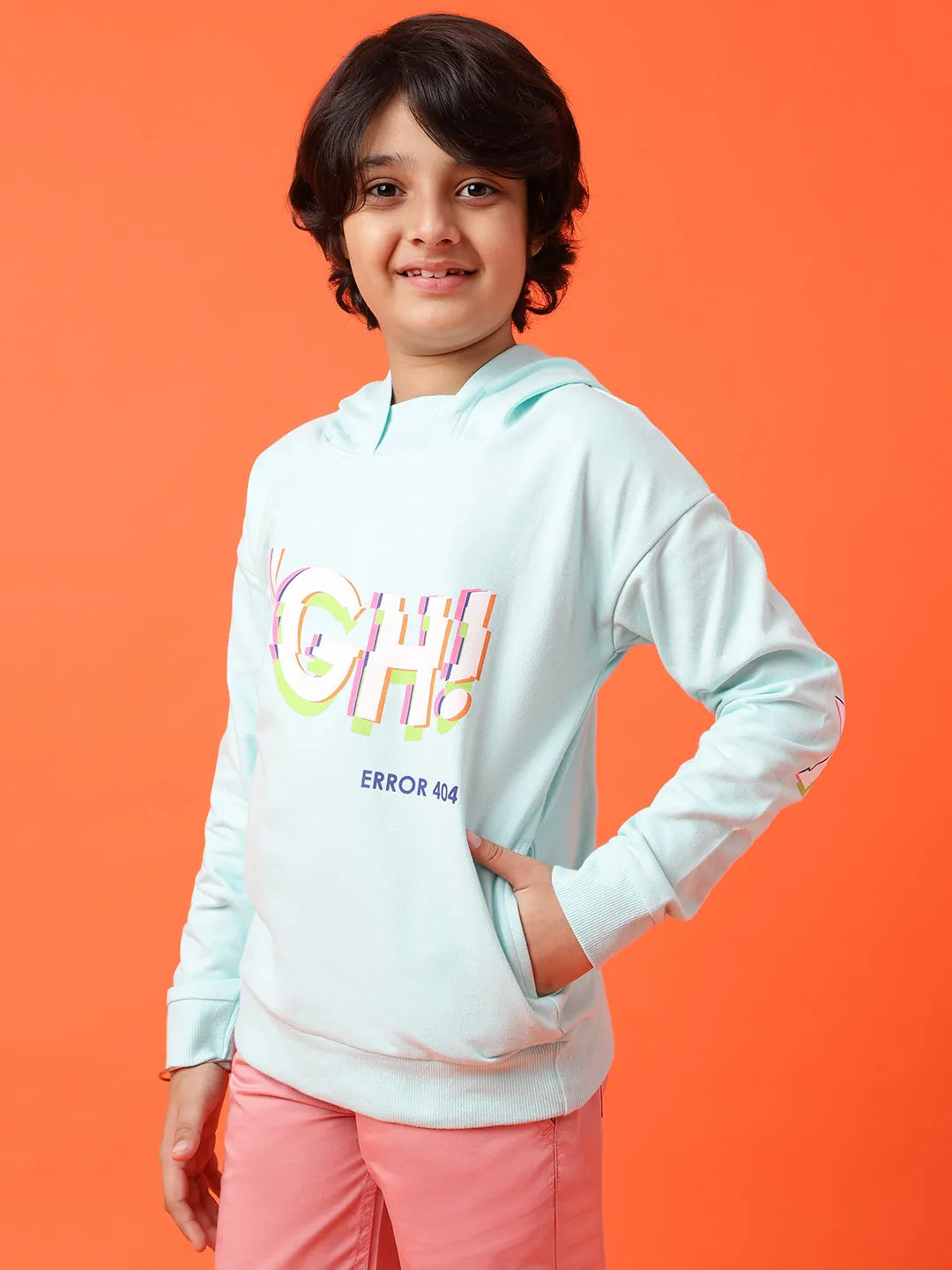 Boys Blue Printed Sweatshirt