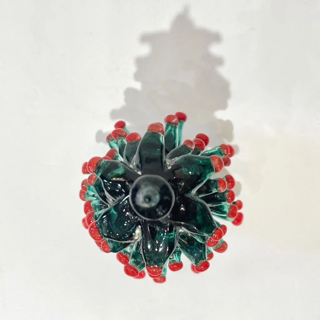 Contemporary Italian Modern Green Red Murano Glass Christmas Tree Sculpture