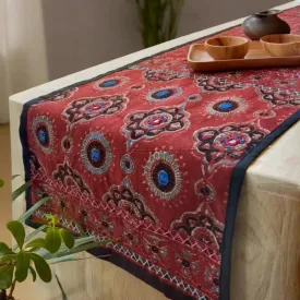 Cotton Dining Table Runner with Block Print Red| Eco Friendly Tableware Sustainably Crafted from Pure Cotton | Handmade In India