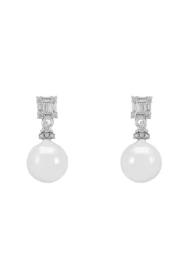 Delilah Pearl Earrings Silver