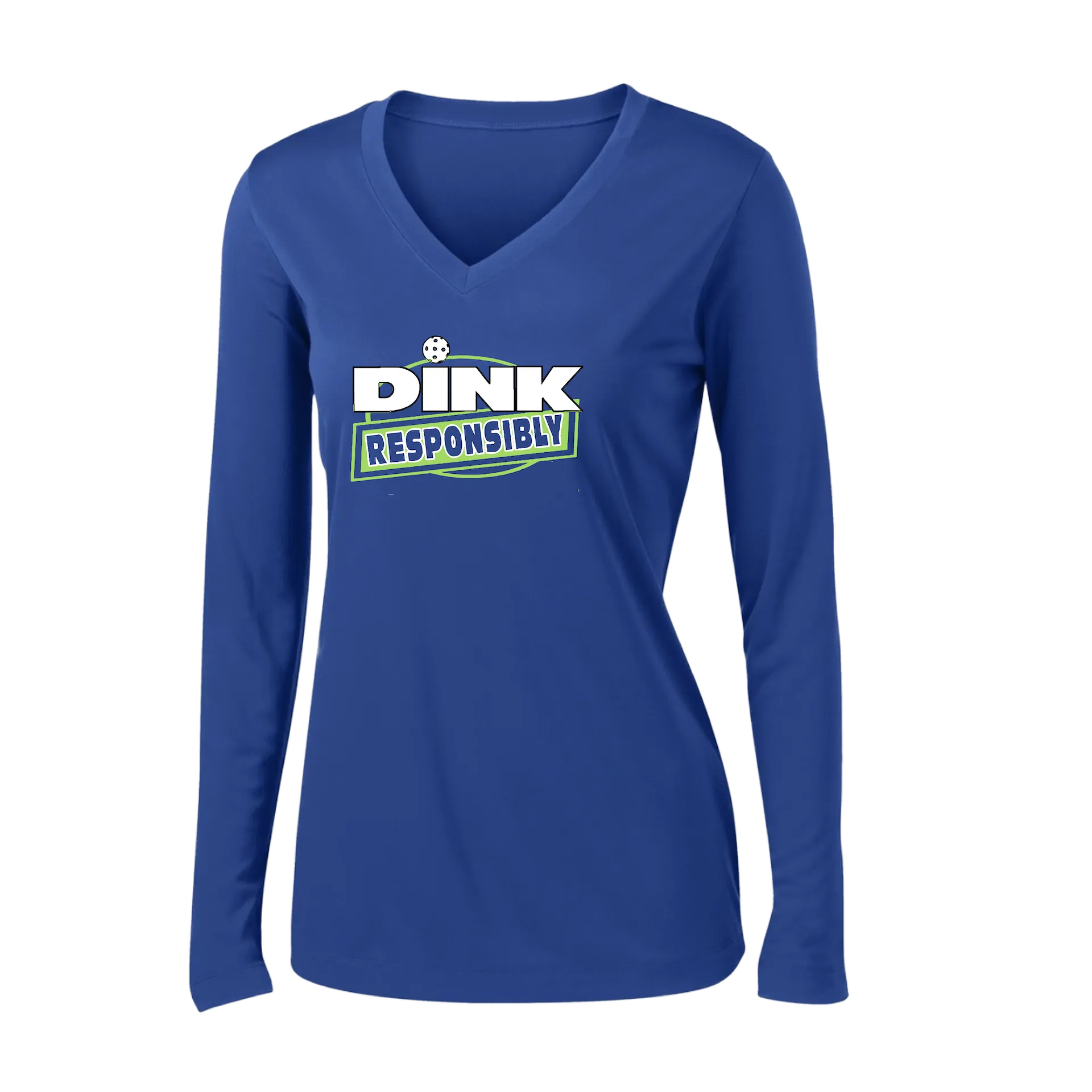 Dink Responsibly | Women's Long Sleeve V-Neck Pickleball Shirts | 100% Polyester