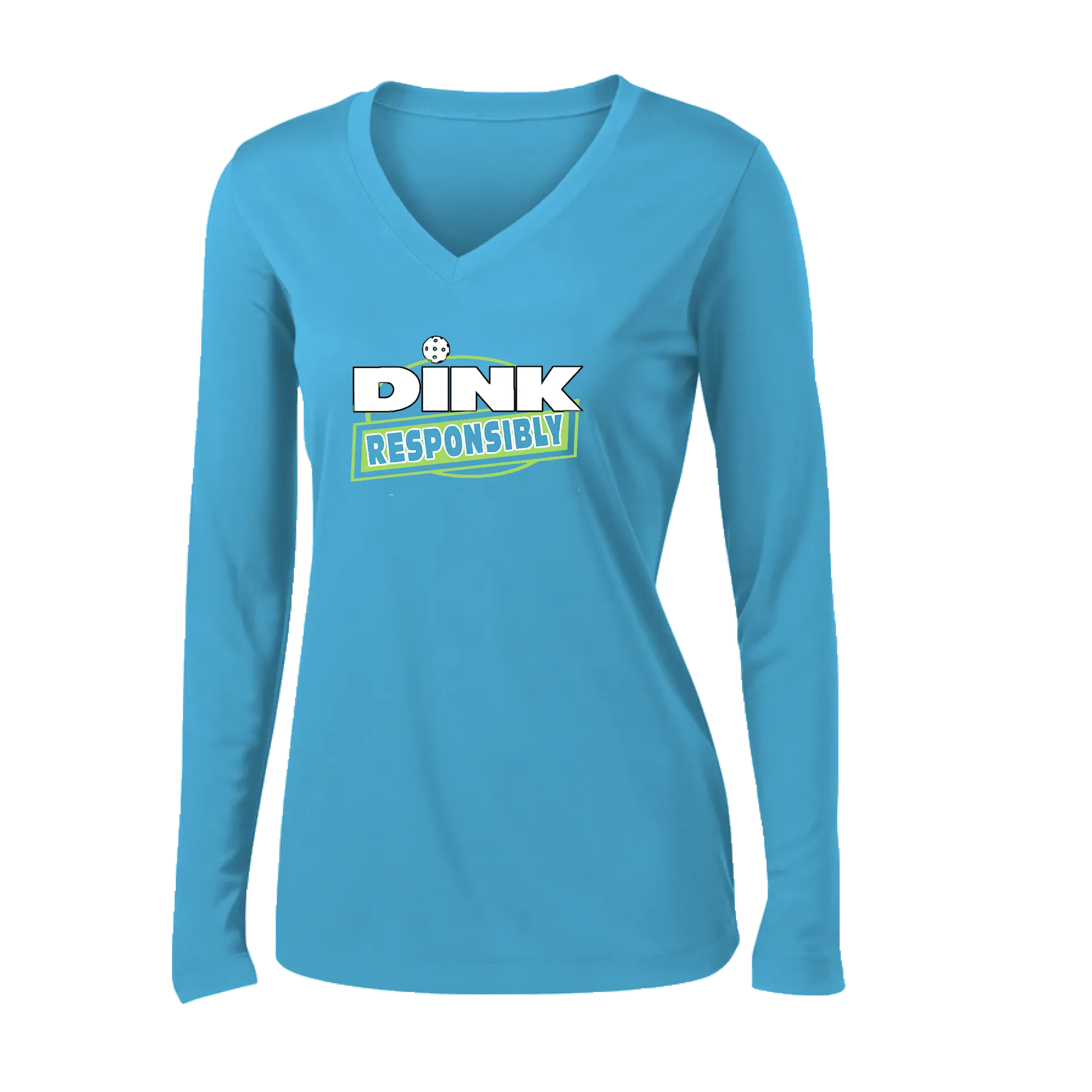 Dink Responsibly | Women's Long Sleeve V-Neck Pickleball Shirts | 100% Polyester