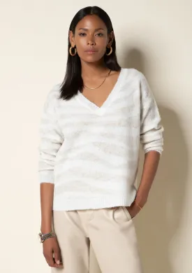 Keeley Winter White Zebra Sweater