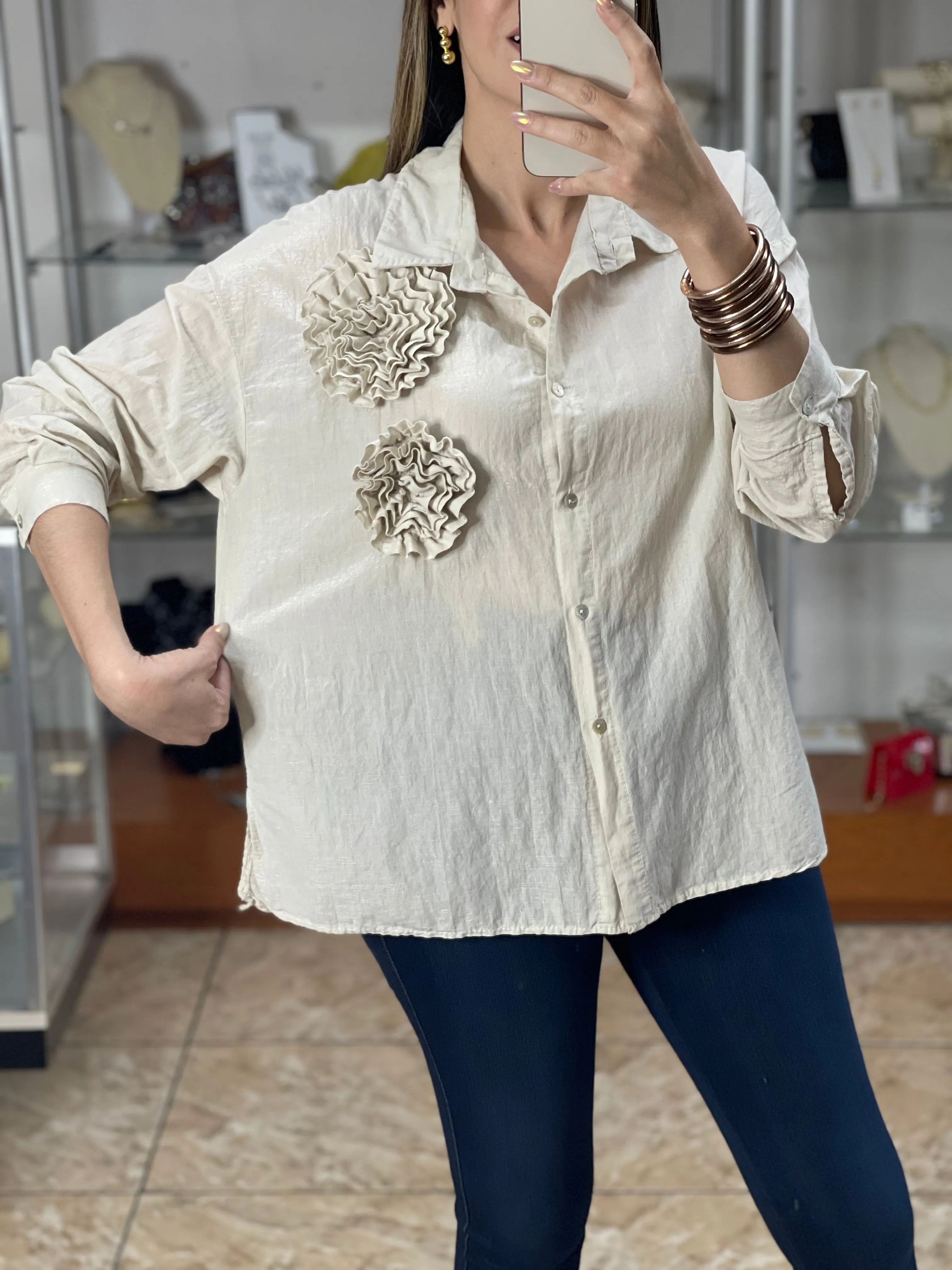 Long Sleeve Floral Design Top