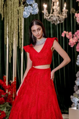 LUCIANA Red Lehenga Set