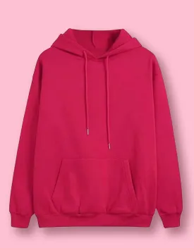 Magenta Solid Regular Hoodie