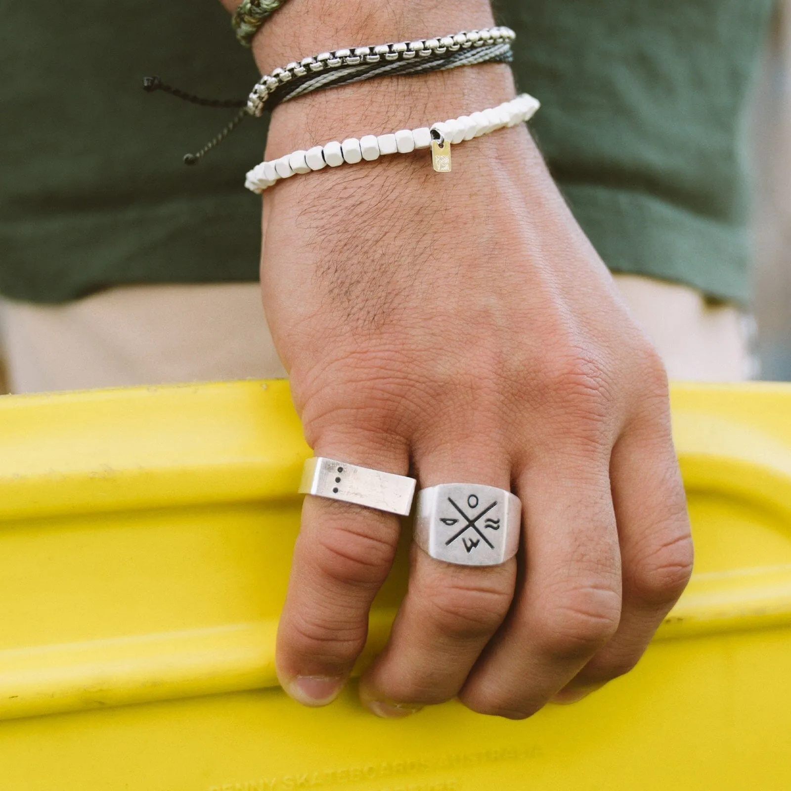 Men's Compass Signet Ring