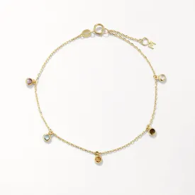 Multi Gemstone Droplet Bracelet in 10k Gold