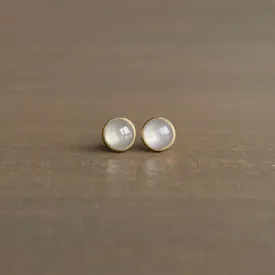 Pale Grey Diamond Cabochon Studs