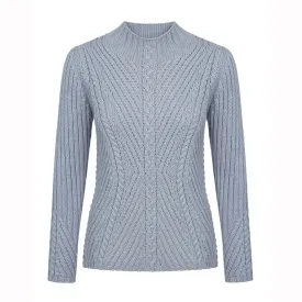 Portroe Funnell Neck Ribbed Cable Sweater