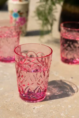 Pretty Embossed Pink Picnic Water Tumbler