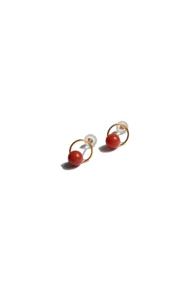 Red bean — Red agate earrings