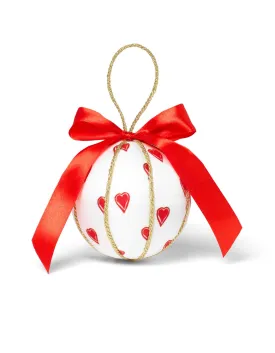 Red White Heart Printed Bauble