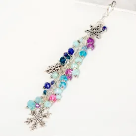 Snowflake Planner Charm with Aqua, Blue and Pink Crystal Dangle