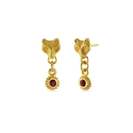 Spirit Wolf Ruby Drop Earrings