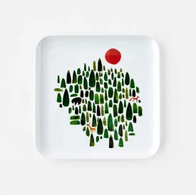 Elegant Winter Forest Square Holiday Serving Platter